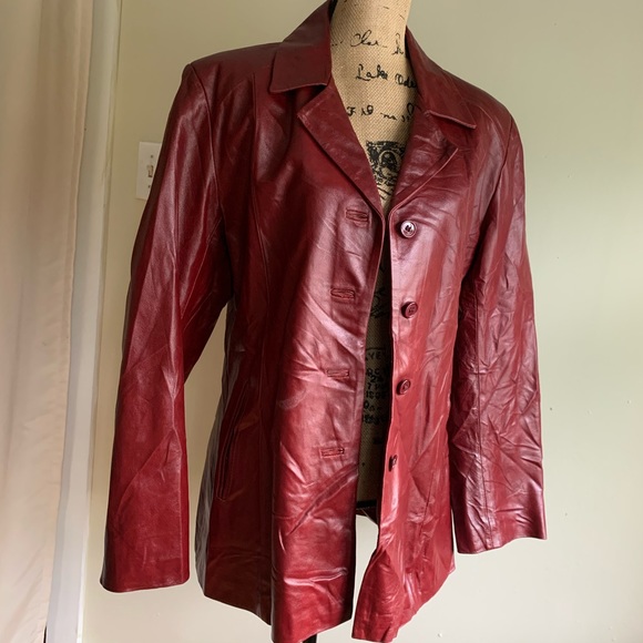 Authentic Vera Pelle burgundy jacket size L - Picture 2 of 14